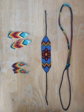 Handmade Beaded Jewelry Set in Rainbow Colors